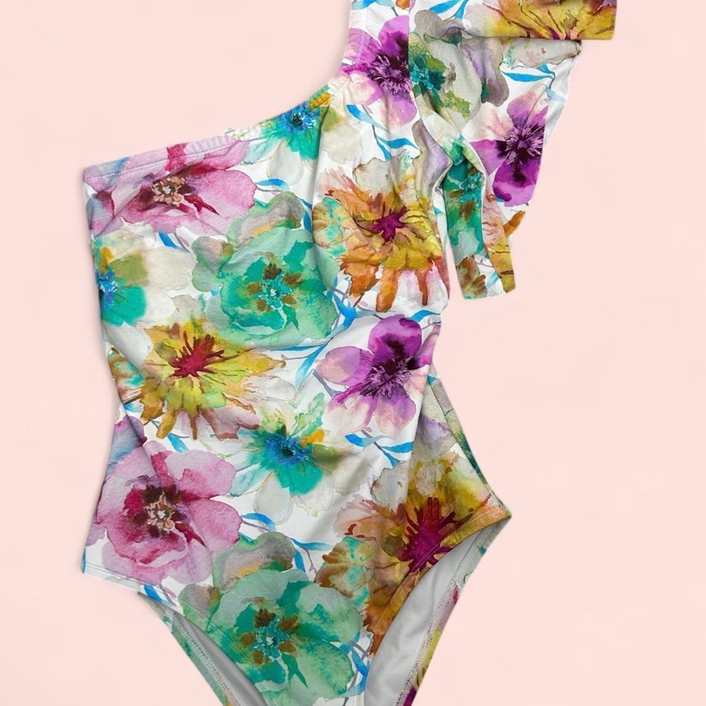Splash Vibrant Floral One-Shoulder Swimsuit